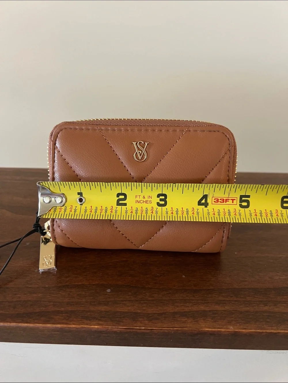 Victoria's Secret Quilted Zip Card Wallet in Camel Brown - Picture 4 of 8